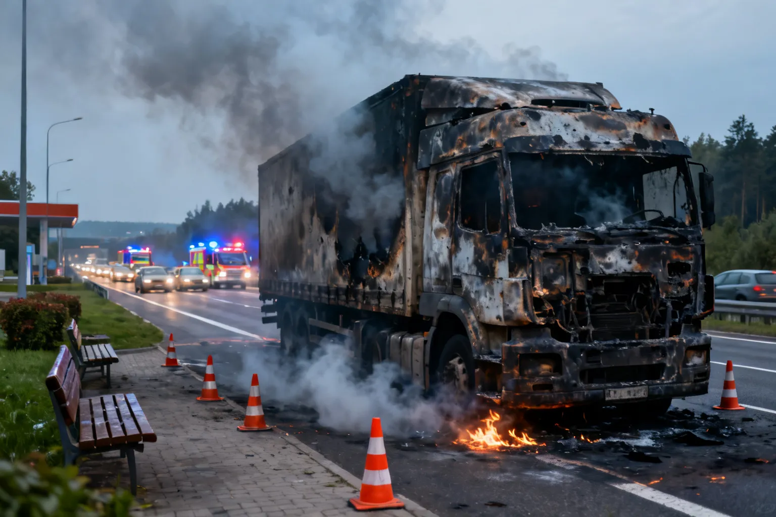 Pożar ciężarówki na MOP Kałęczynek — utrudnienia na autostradzie A1
