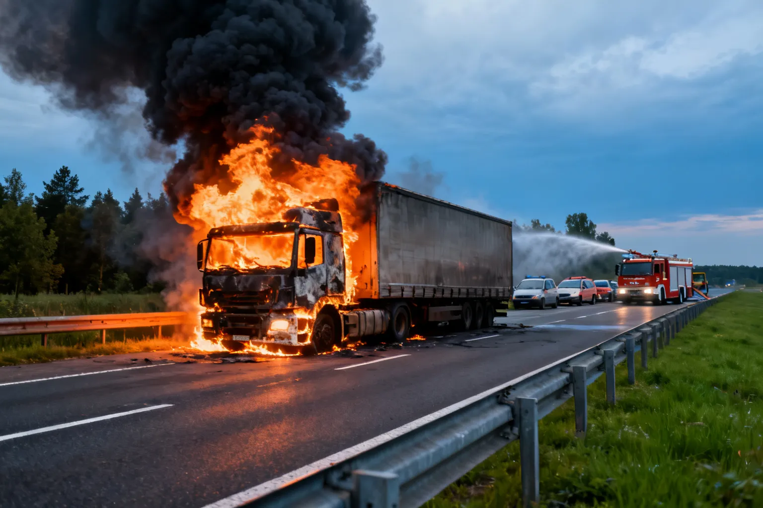Pożar ciężarówki na A1 między Włocławkiem Północ a Ciechocinkiem (179 km)